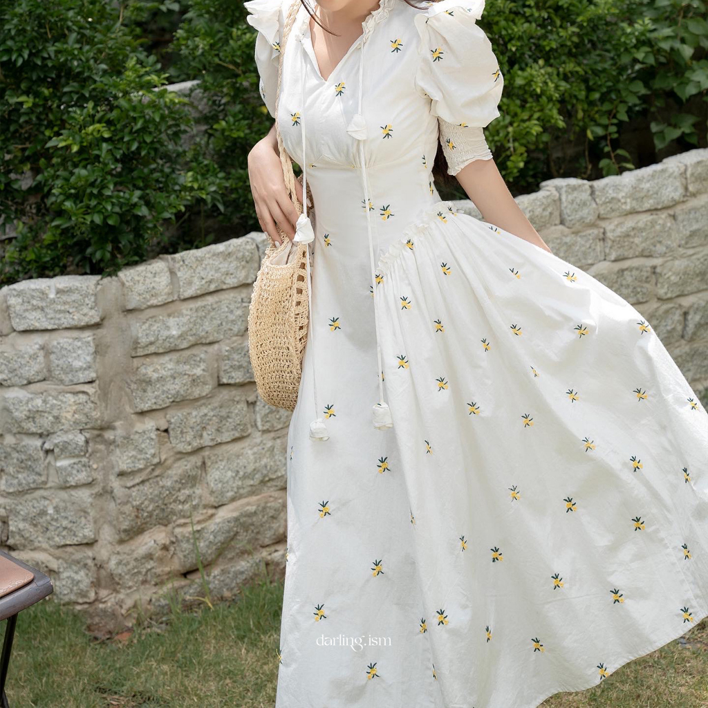 DARLING.ISM - Đầm hoa dáng dài Cherie dress vải cotton thêu hoa