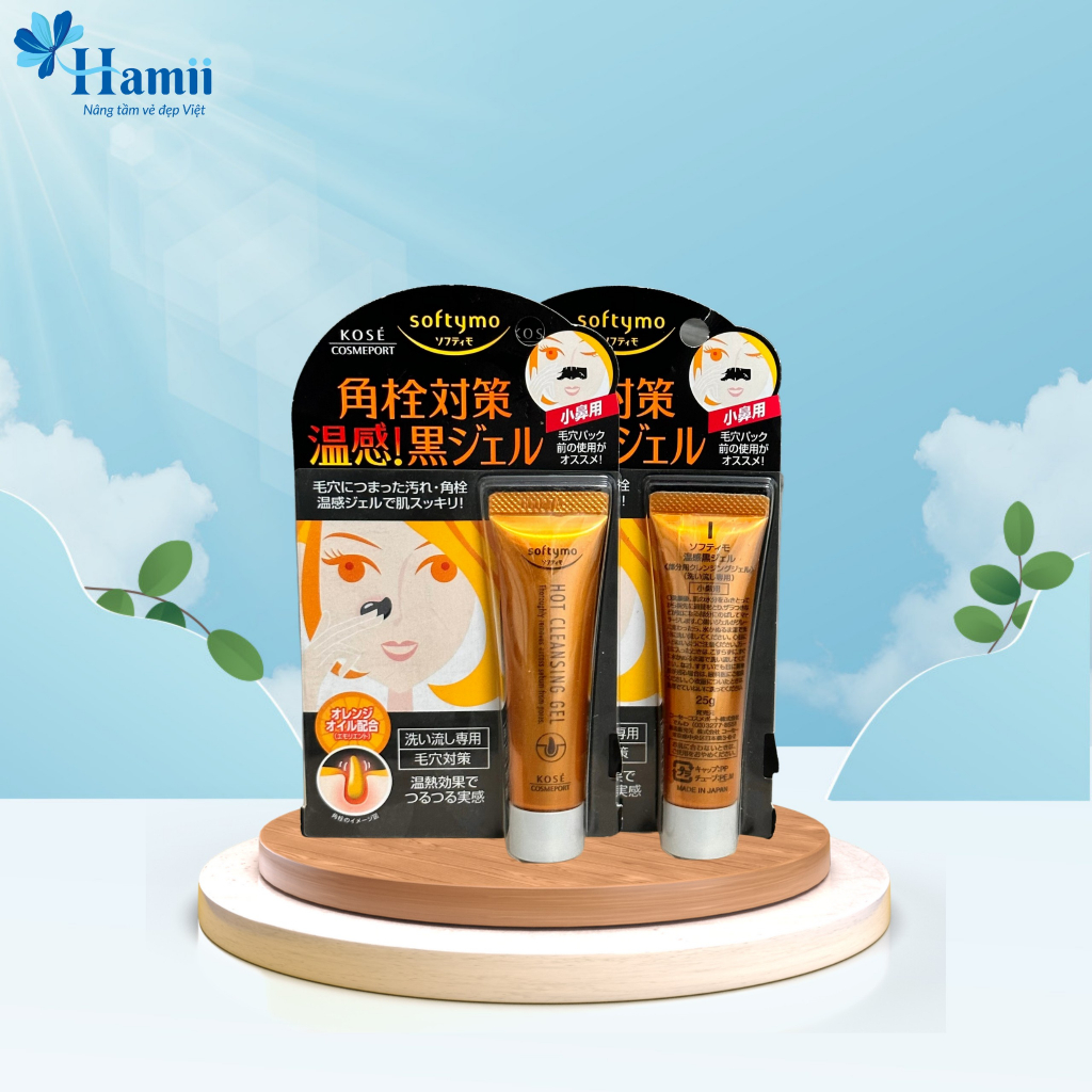 Kem lột mụn đầu đen Kose Softymo Hot Cleansing Gel 25gr Nhật Bản - giúp làm sạch bụi bẩn, tế bào chết trong lỗ chân lông