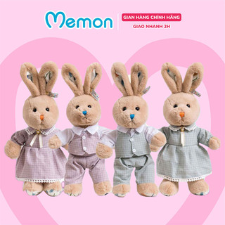 Gấu Bông Thỏ Đôi Váy Áo Caro Cho Bé Cao Cấp Memon