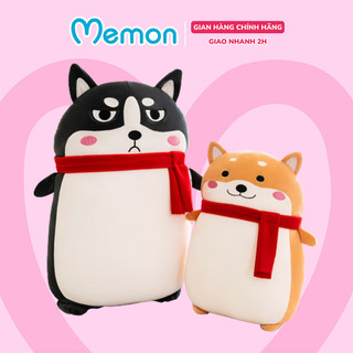 Gấu bông chó shiba quàng khăn đỏ cao cấp memon