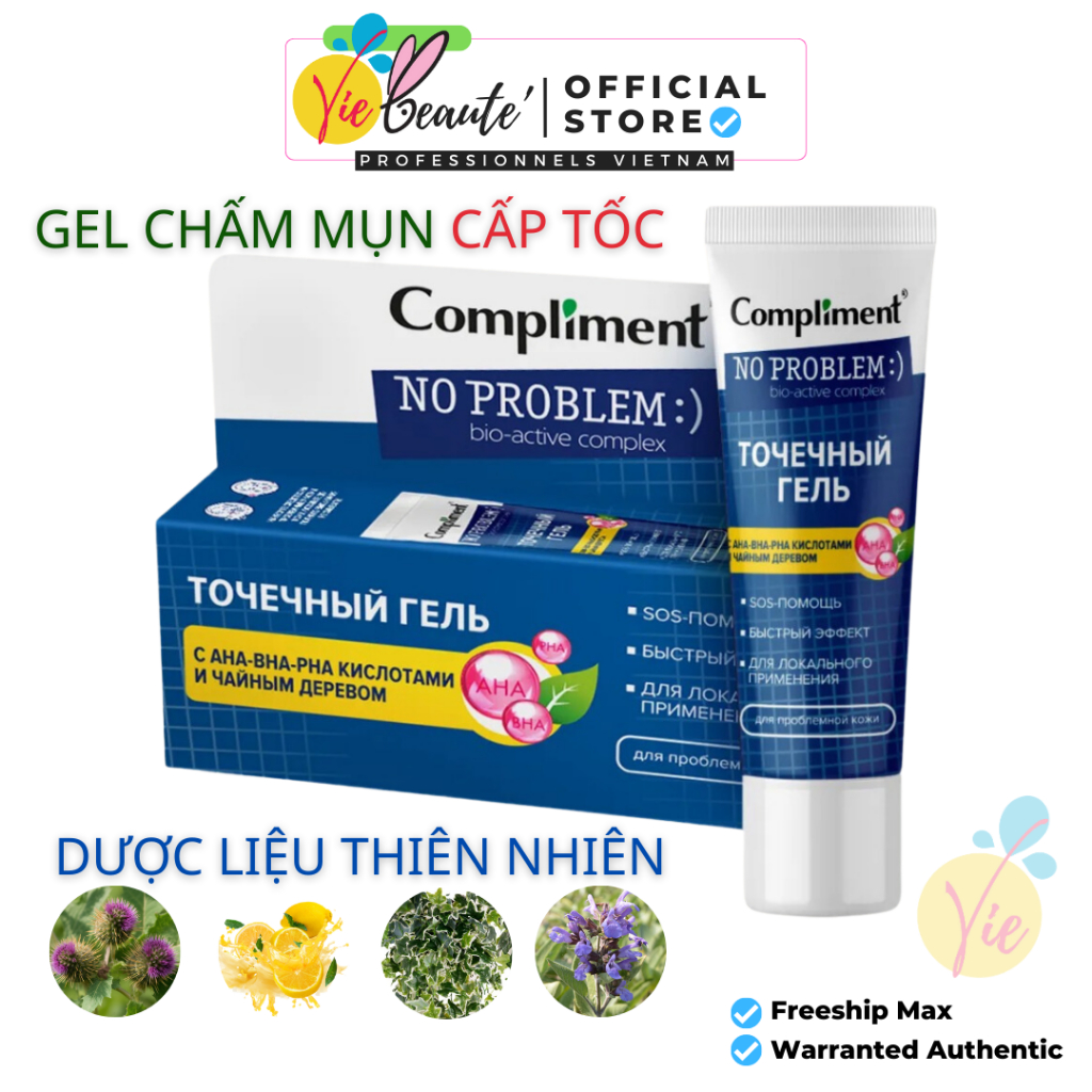 Gel bôi mụn Compliment No Problem 25ml - Giảm mụn phục hồi và làm lành da mụn