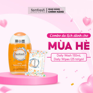 Combo Du Lịch Mùa Hè Bảo Vệ Vùng Kín Sạch, Thơm, Tươi Mới Suốt Ngày Dài ( DDVS Daily 150ml + Khăn Ướt 10 tờ/gói)