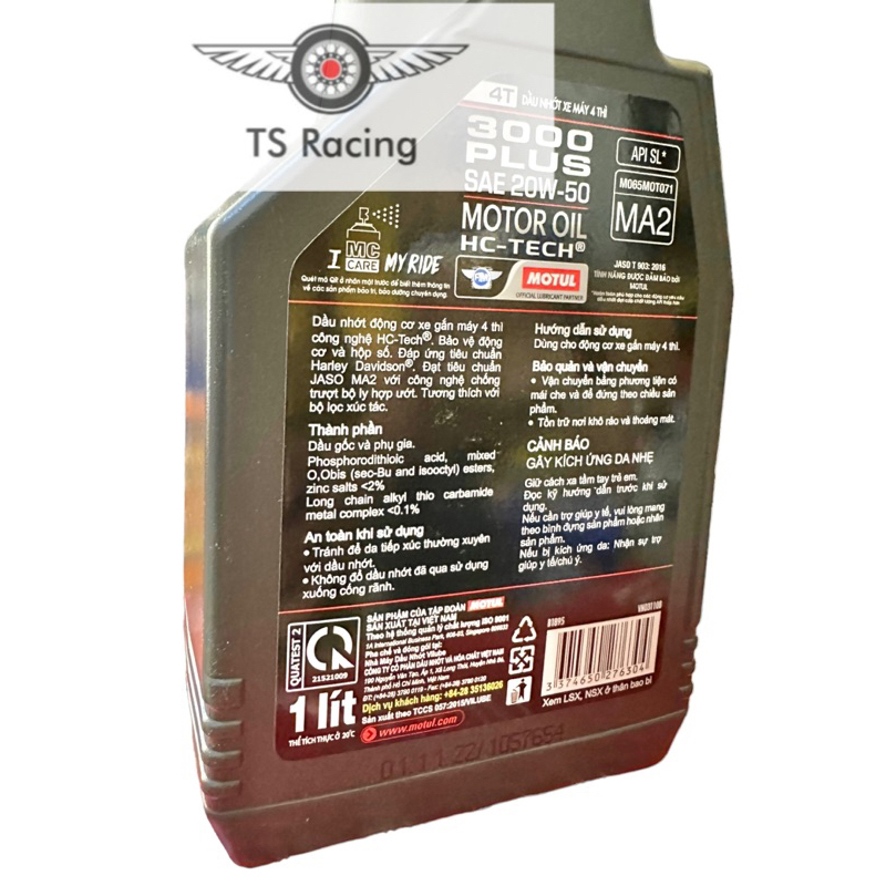 Nhớt motul 3000 plus 20w50 0.8L 1.0L - xe côn - xe số - chính hãng