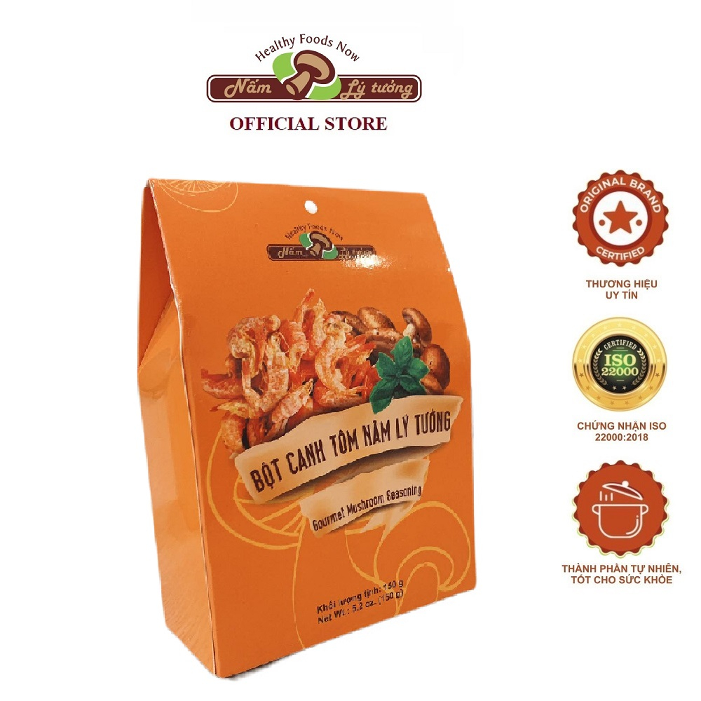 Bột Canh Tôm Nắm Lý Tưởng 150g, làm từ các loại nấm thiên nhiên nguyên và chất tán mịn có hương vị tôm
