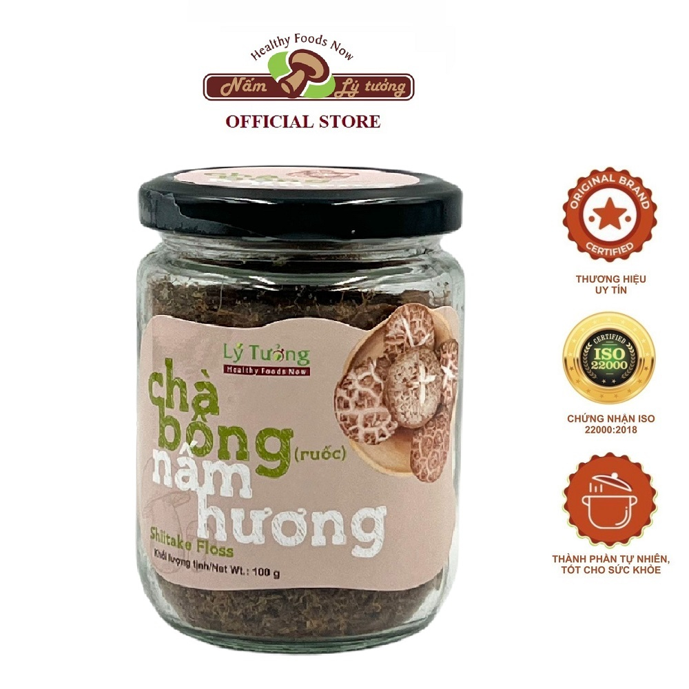 Chà Bông (Ruốc) Nấm Hương Lý Tưởng 100g được làm hoàn toàn từ nấm Hương Việt Nam, chà bông nấm, ruốc nấm.