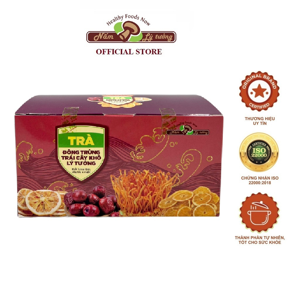 Trà Đông Trùng Trái Cây Khô Lý Tưởng 120g, trà sấy khô theo công nghệ Hàn Quốc, trà trái cây
