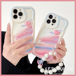 Ốp Điện Thoại Dẻo Họa Tiết Trái Tim Phong Cách Graffiti Kèm Dây Đeo Cho iPhone 14 13 12 11 Max XR IX xx1038