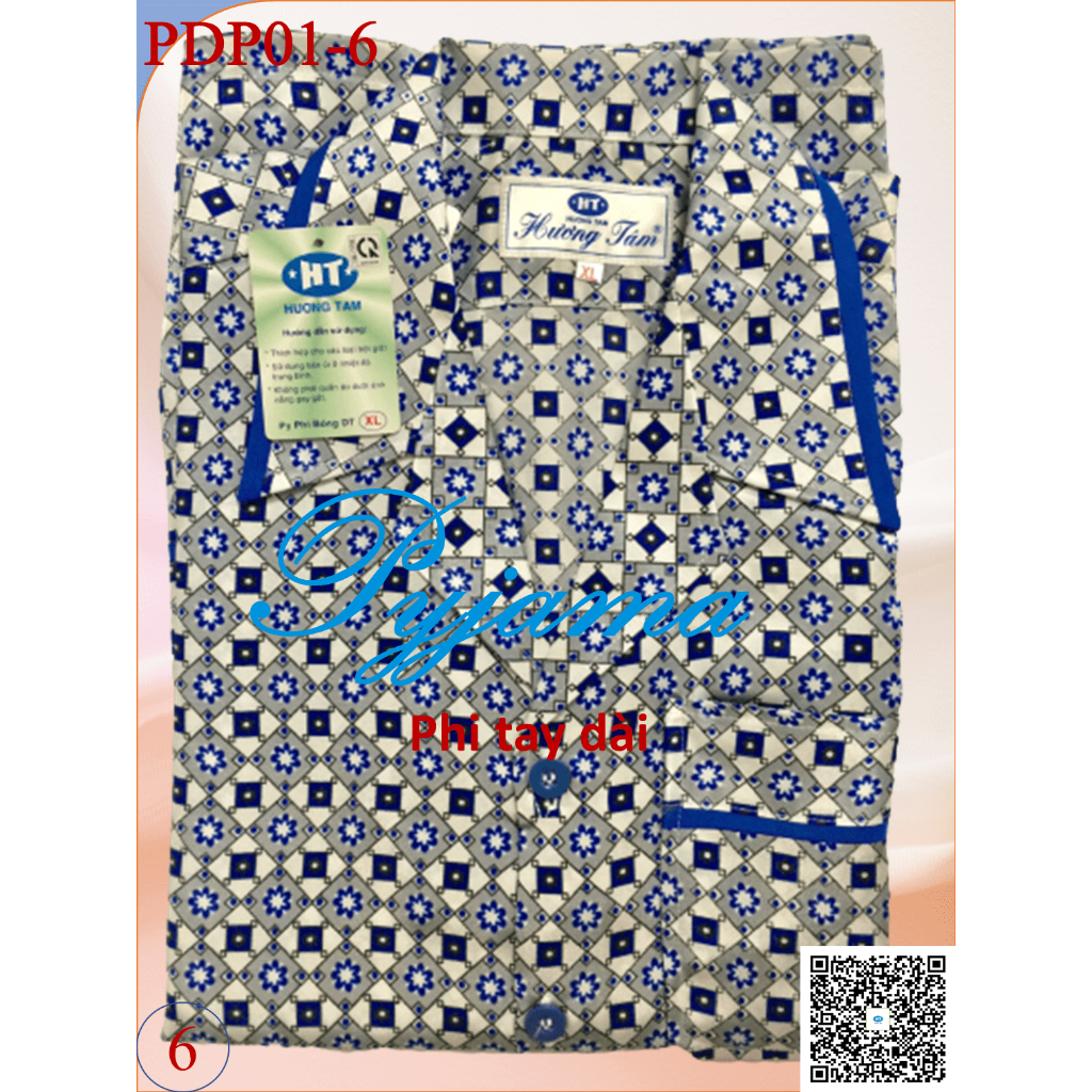 Bộ Pyjama HUONGTAM Phi tay dài nam cao cấp. Chất liệu vải polyester mềm mại, thoáng mát, không phai màu.