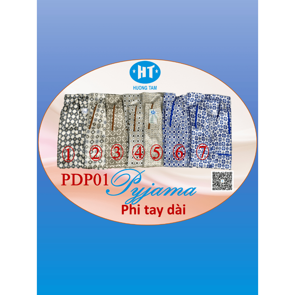 Bộ Pyjama HUONGTAM Phi tay dài nam cao cấp. Chất liệu vải polyester mềm mại, thoáng mát, không phai màu.