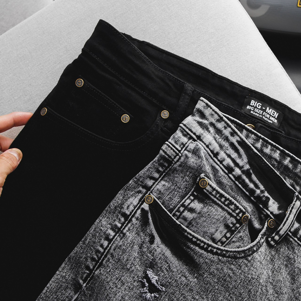 Quần jean nam bigsize màu đen form limfit size 80 - 130kg