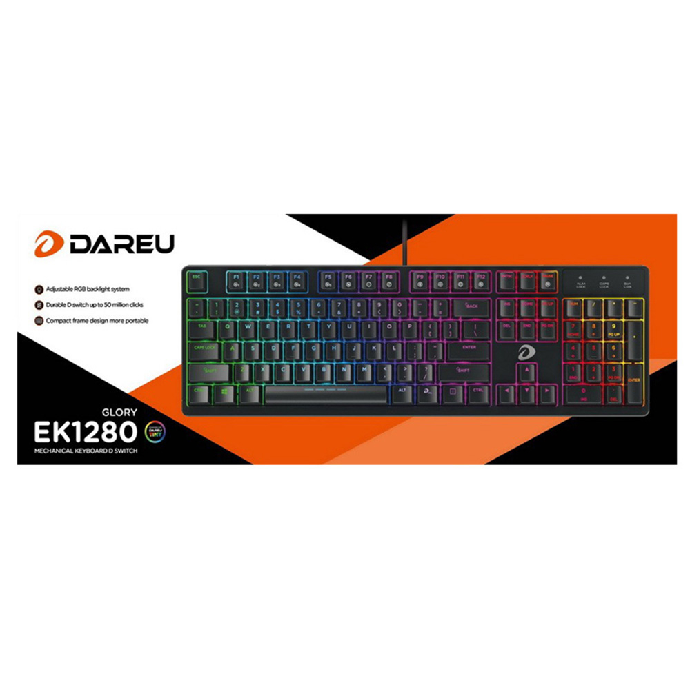 Bàn phím cơ Dareu EK1280 - Đèn Led RGB - Keycap ABS Siêu Bền - Độ Bền 50 Triệu Lượt Nhấn - Bảo Hành 24 Tháng