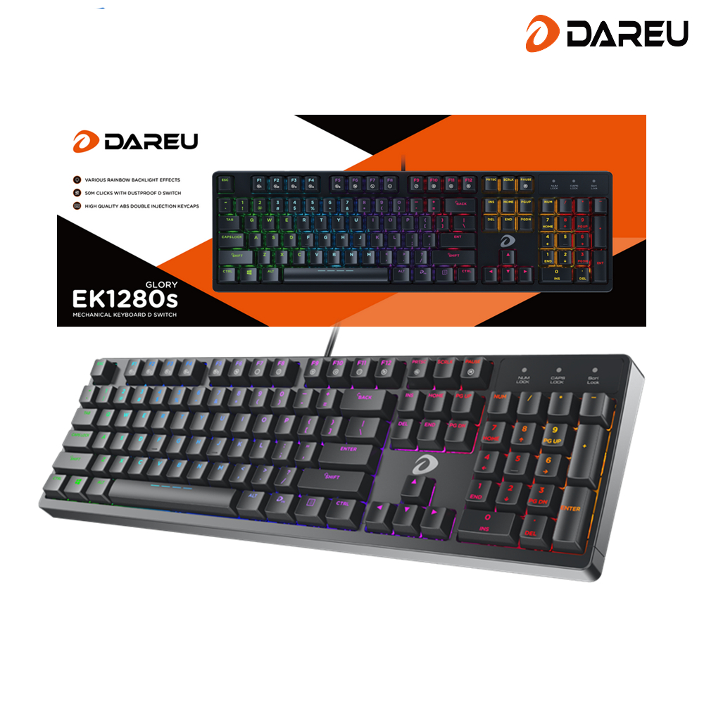 Bàn Phím Cơ Dareu EK1280S - Đèn Led Mutil - Keycap ABS - Switch D Độc Quyền - Chống Nước - Bảo Hành 24 Tháng