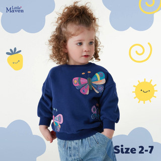 Áo nỉ bé gái Little Maven áo dài tay bé gái C1115