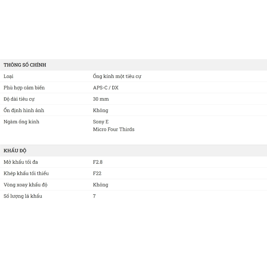 Ống kính Sigma 30 F2.8 DN For Sony E-Mount - Tường Duy Digital