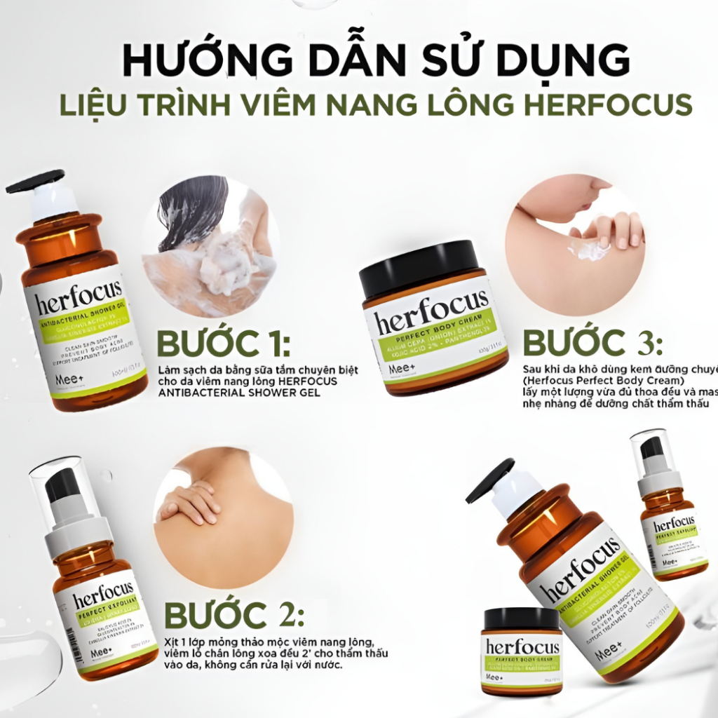 Xịt Viêm Nang Lông Herfocus Giúp Giảm Mụn Lưng Viêm Lỗ Chân Lông Mee Natural 2% BHA 100ml