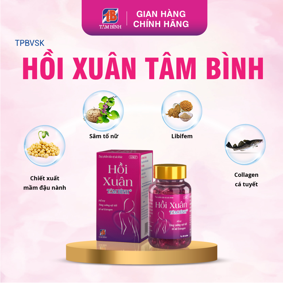 [Combo 6 tặng 1] Hồi Xuân Tâm Bình - Hỗ trợ tăng cường sinh lý nữ, bổ sung Phytoestrogen (Estrogen thực vật)