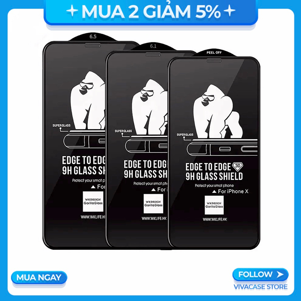 Kính Cường Lực Realme C1/C2/6I/5S/2 Pro/5 Pro/9I/...KingKong WK Chính Hãng 3D Full Màn