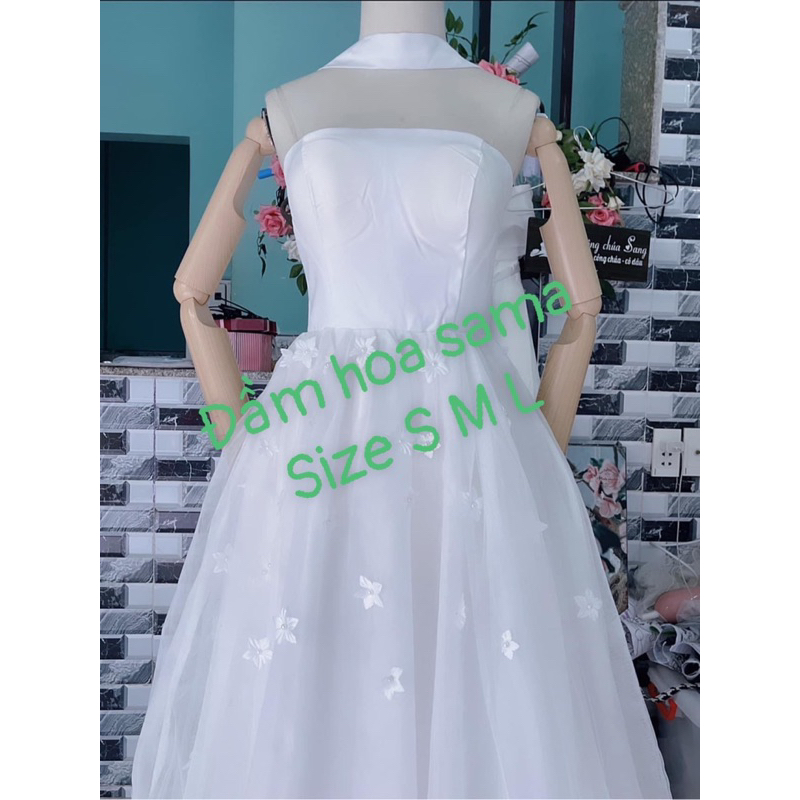 ĐẦM LƯỚI CÚP ĐÍNH HOA NỔI 3D ( ảnh thật )