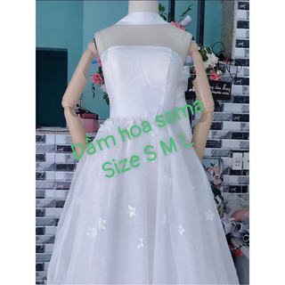 ĐẦM LƯỚI CÚP ĐÍNH HOA NỔI 3D ( ảnh thật )