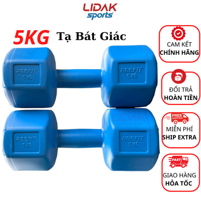 Tạ nhựa 5kg Lidak tập gym tại nhà có lõi thép chống gãy - LIDAK SPORT