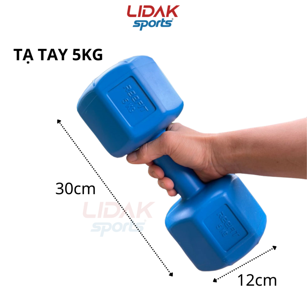 Tạ nhựa 5kg Lidak tập gym tại nhà có lõi thép chống gãy - LIDAK SPORT