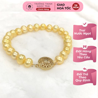 Vòng tay ngọc trai khóa bạc mạ vàng size 7ly - ngọc trai trường thịnh