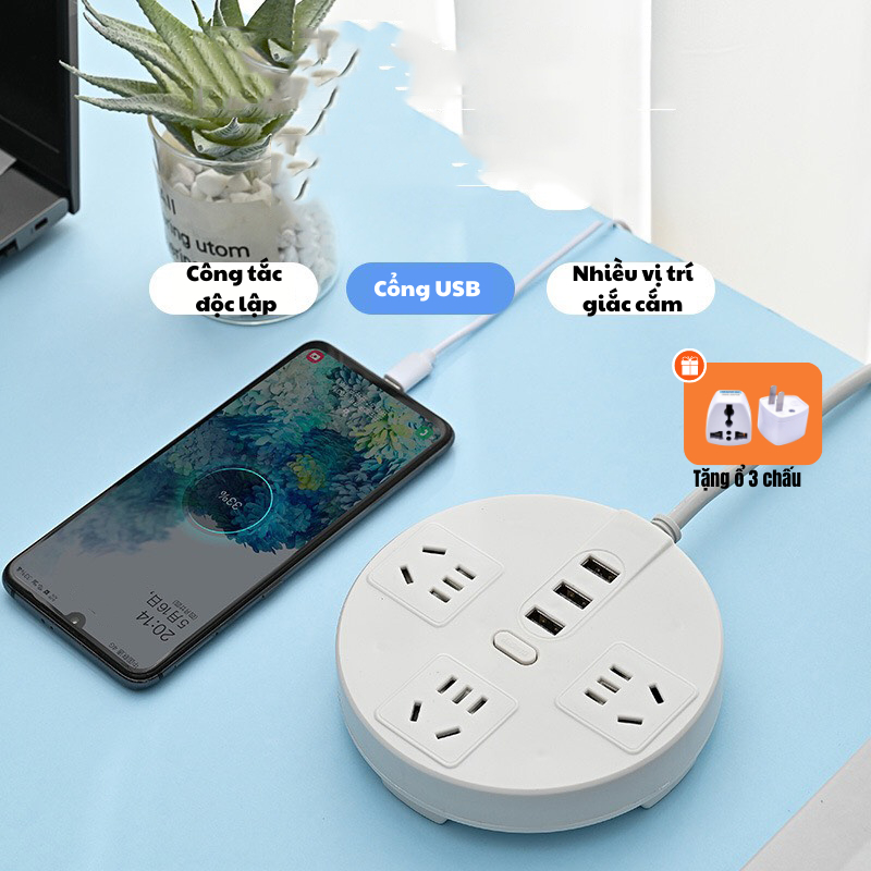 Ổ Cắm Điện Qin Đa Năng Chống Giật Tích Hợp Đầu Cắm USB Tiện Lợi