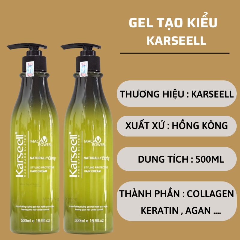 Xả khô KARSEELL dạng gel 500ml Kem tạo sóng xoăn gel bóp xoăn KARSEELL chính hãng