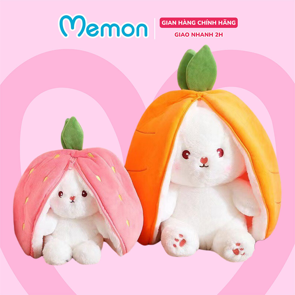Gấu Bông Thỏ Trái Cây 2 Trong 1 Cosplay Tai Dài Đáng Yêu Cao Cấp Memon