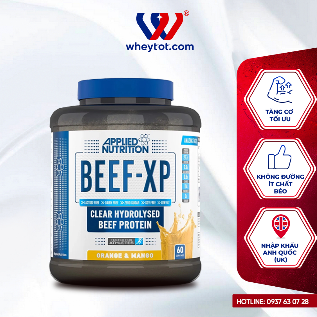 Bột protein thịt bò thủy phân Beef XP Protein Applied Nutrition phát triển cơ bắp 1.8kg
