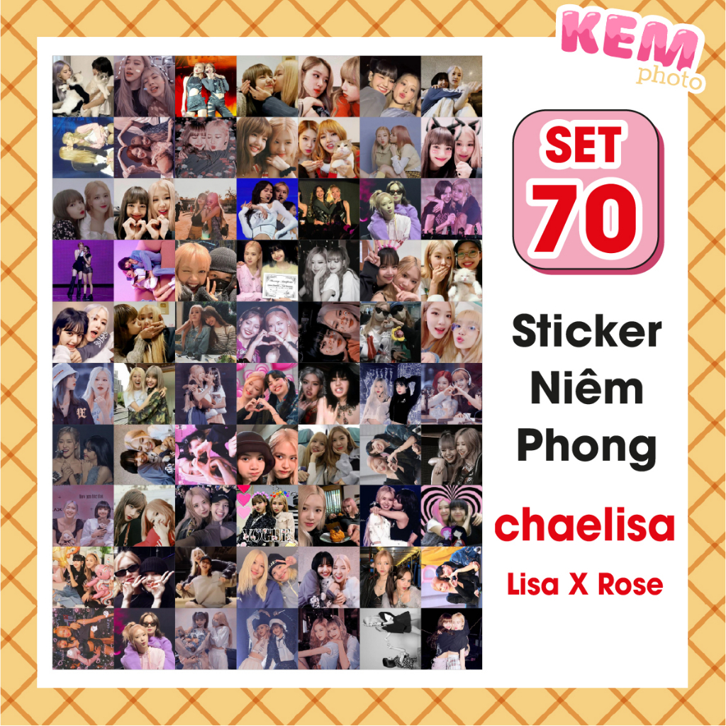 SET 70 sticker niêm phong Lisa x Rosé, Chaelisa, Lichaeng - sticker OTP couple Blackpink - Đã cắt rời chỉ cần bóc dán