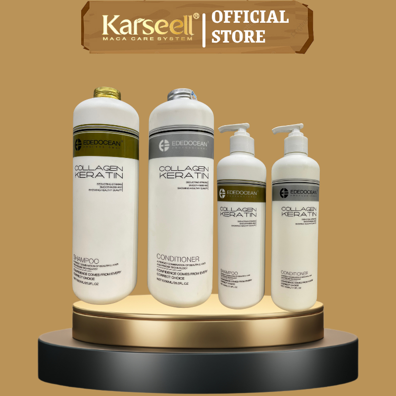 Cặp Dầu Gội Xả Keratin EDEDOCEAN 1000ML * 2 Kiềm Dầu Phục Hồi Tóc Tái Tạo Cấu Trúc Tóc Siêu Mềm Mượt