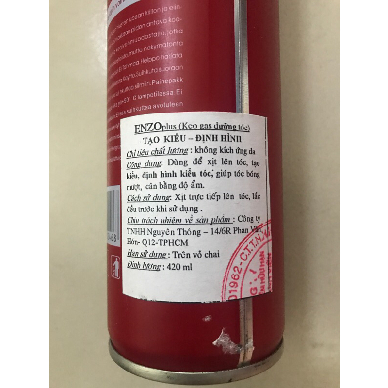 KEO XỊT TÓC ENZO 420 ML