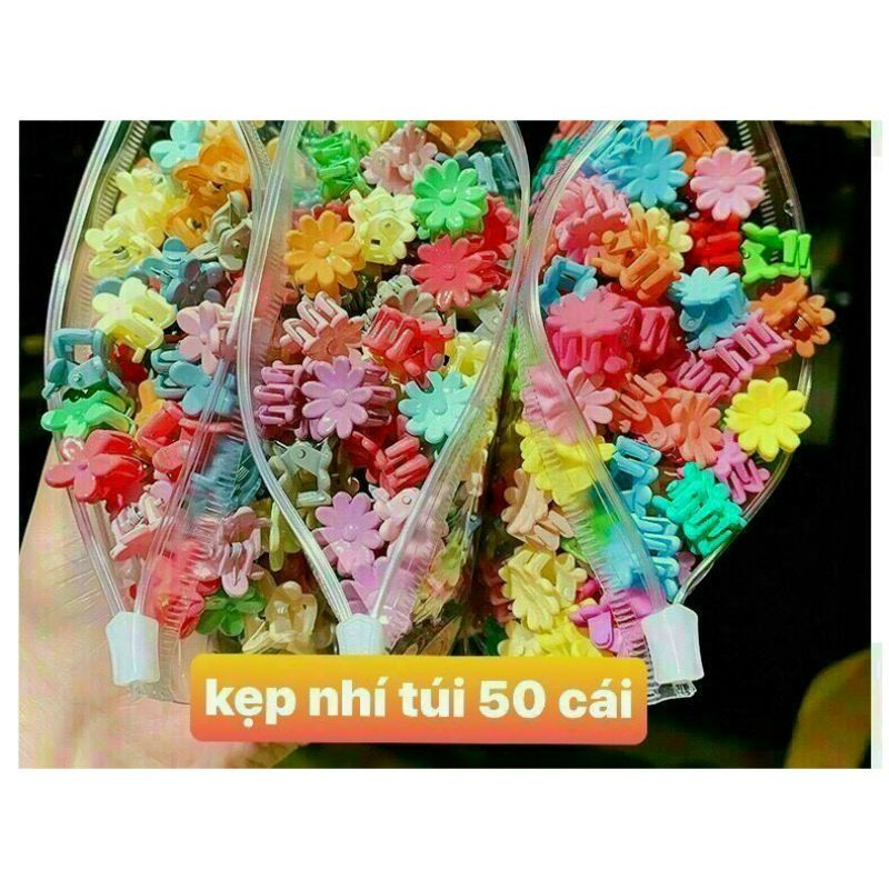Combo 50 kẹp tóc xinh xắn dễ thương cho bé có túi zip