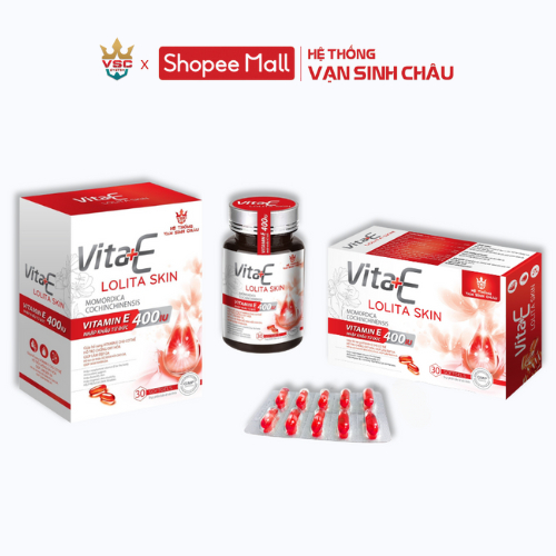 Viên uống bổ sung vitamin E Vasih P&B Vita E Lolita Skin lọ 30 viên