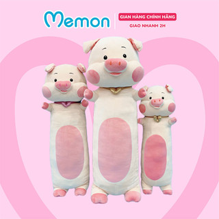 Gối Ôm Heo Đeo Vòng Hình Tim Nhồi Bông Cao Cấp Memon