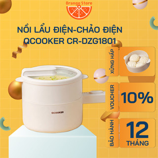 Nồi lẩu điện đa năng Qcooker CR-DZG1801, chảo điện đa năng tiện lợi dung tích 1,8L - ORANGE STORE