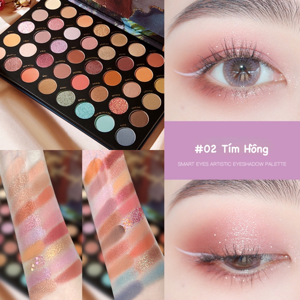 Bảng mắt Novo 40 ô Smart Eyes Artistic Eyeshadow Palette Đủ Màu Nhũ Lì Phấn Mịn Lên Màu Rõ Nét