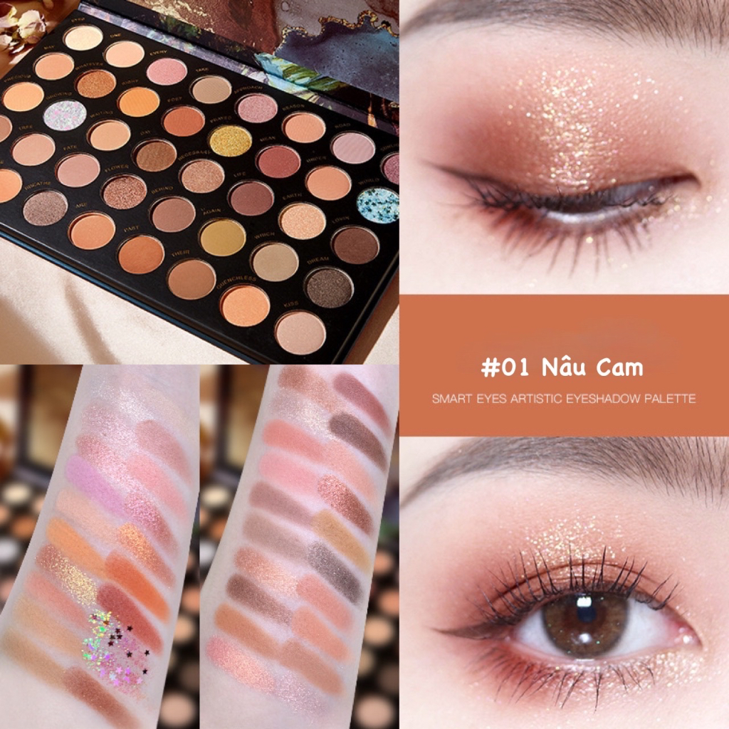 Bảng mắt Novo 40 ô Smart Eyes Artistic Eyeshadow Palette Đủ Màu Nhũ Lì Phấn Mịn Lên Màu Rõ Nét