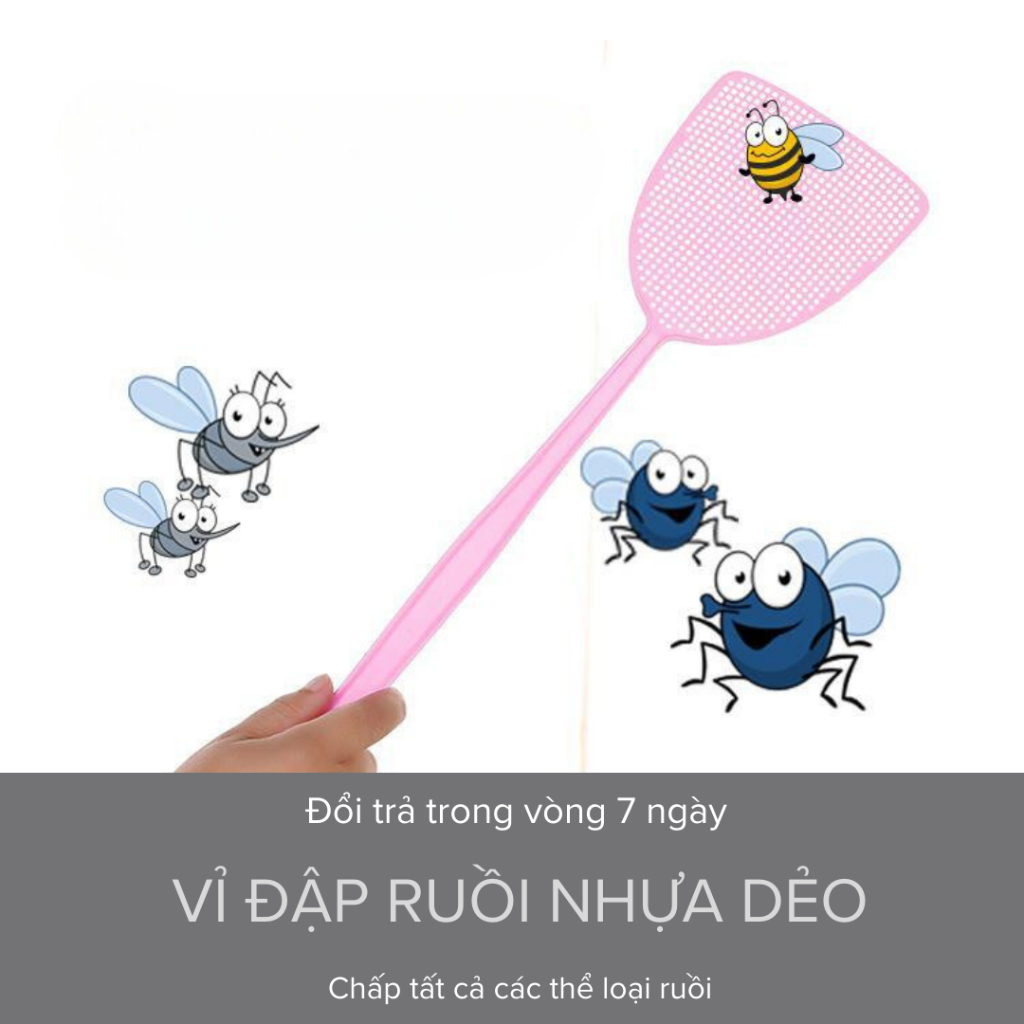 Vỉ Đập Ruồi Bằng Nhựa Dẻo Bền Chắc, Lực Đập Mạnh, Nhanh, Dễ Dàng Xử Lý Mọi Loại Ruồi Muỗi