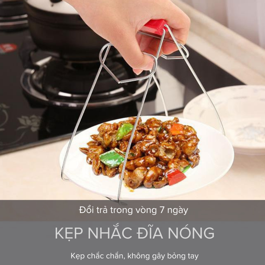 Kẹp Nhấc Đĩa Chống Nóng, Kẹp Đĩa Nóng Bằng Thép Không Gỉ, Tay Cầm Dài
