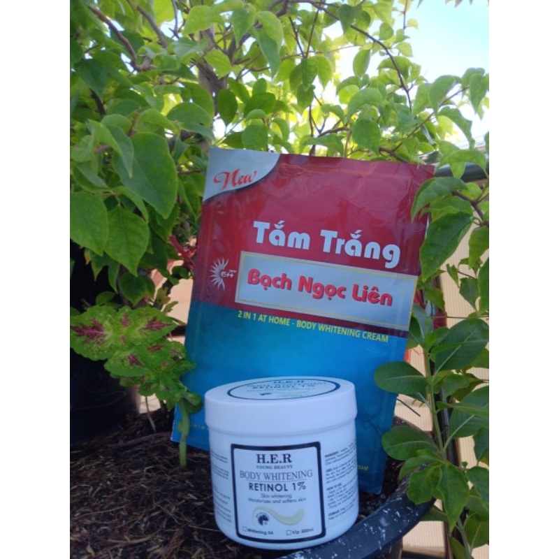 Combo kem body siêu kích trắng. 1 body HER retinol 500g+ 1 tắm trắngBạch Ngọc Liên.