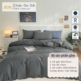 Bộ chăn ga gối 4 món Cotton Tici màu Ghi Tơn AL01-1-1 mềm mại đẹp nhiều sự lựa chọn đầy đủ kích thước vuaremgiasi