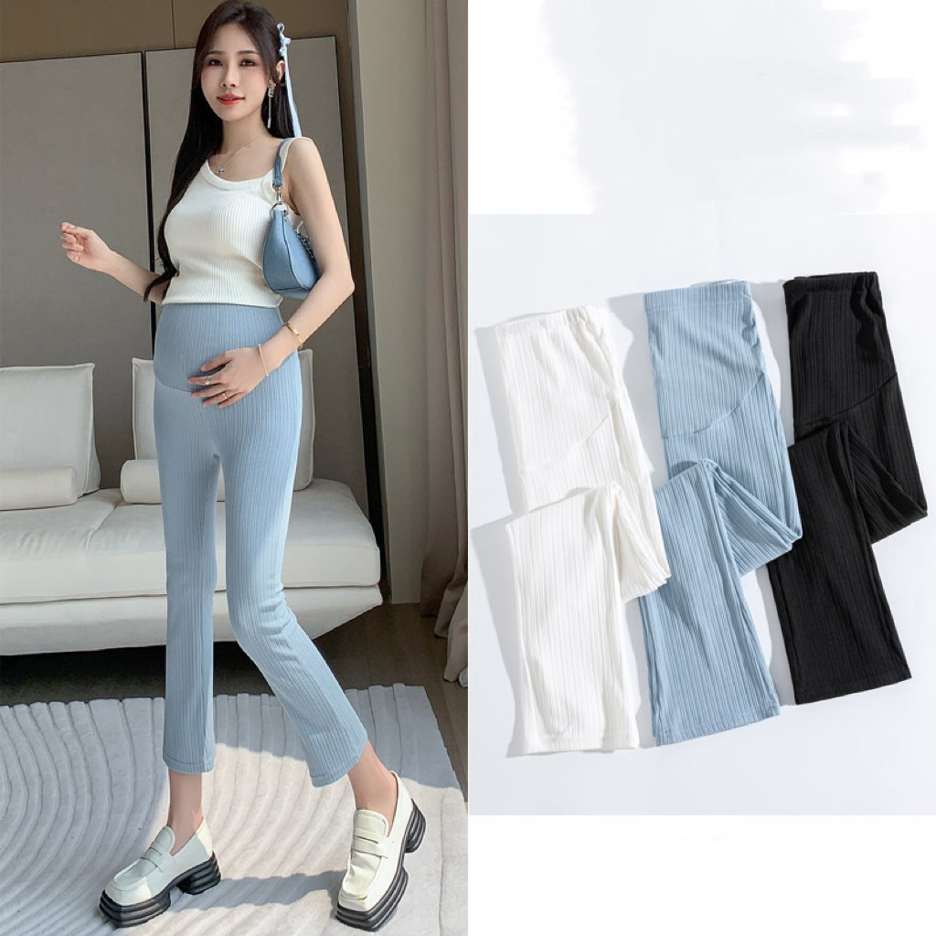 Quần bầu ống loe chất cotton tăm mềm đẹp siêu tôn dáng cho mẹ bầu mặc đi chơi đi làm QB6769