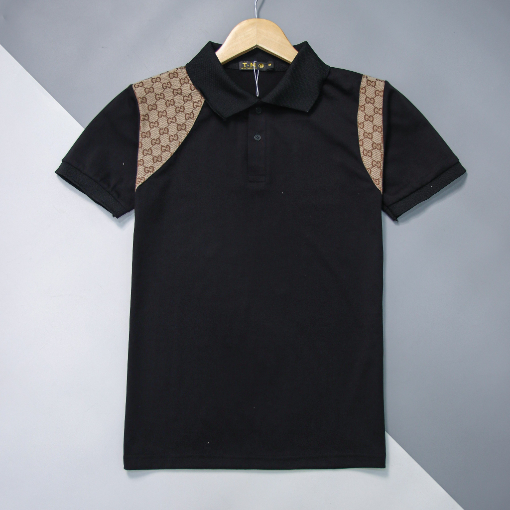 Áo thun nam đắp vai có cổ tay ngắn vải cotton co giãn 4 chiều 2 màu cao cấp AHFASHION HL1