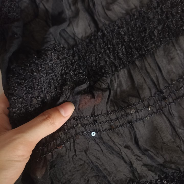 Vải Voan Đen Kết Kim Sa Lấp Lánh Khổ 1m4 - Co Giãn Nhẹ, Rũ - May Đầm, Váy, Áo Kiểu, Đồ Thiết Kế