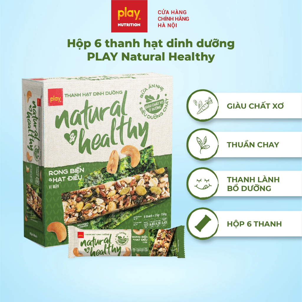 Hộp thanh hạt dinh dưỡng PLAY Natural & Healthy - Bánh ngũ cốc ăn sáng siêu dinh dưỡng