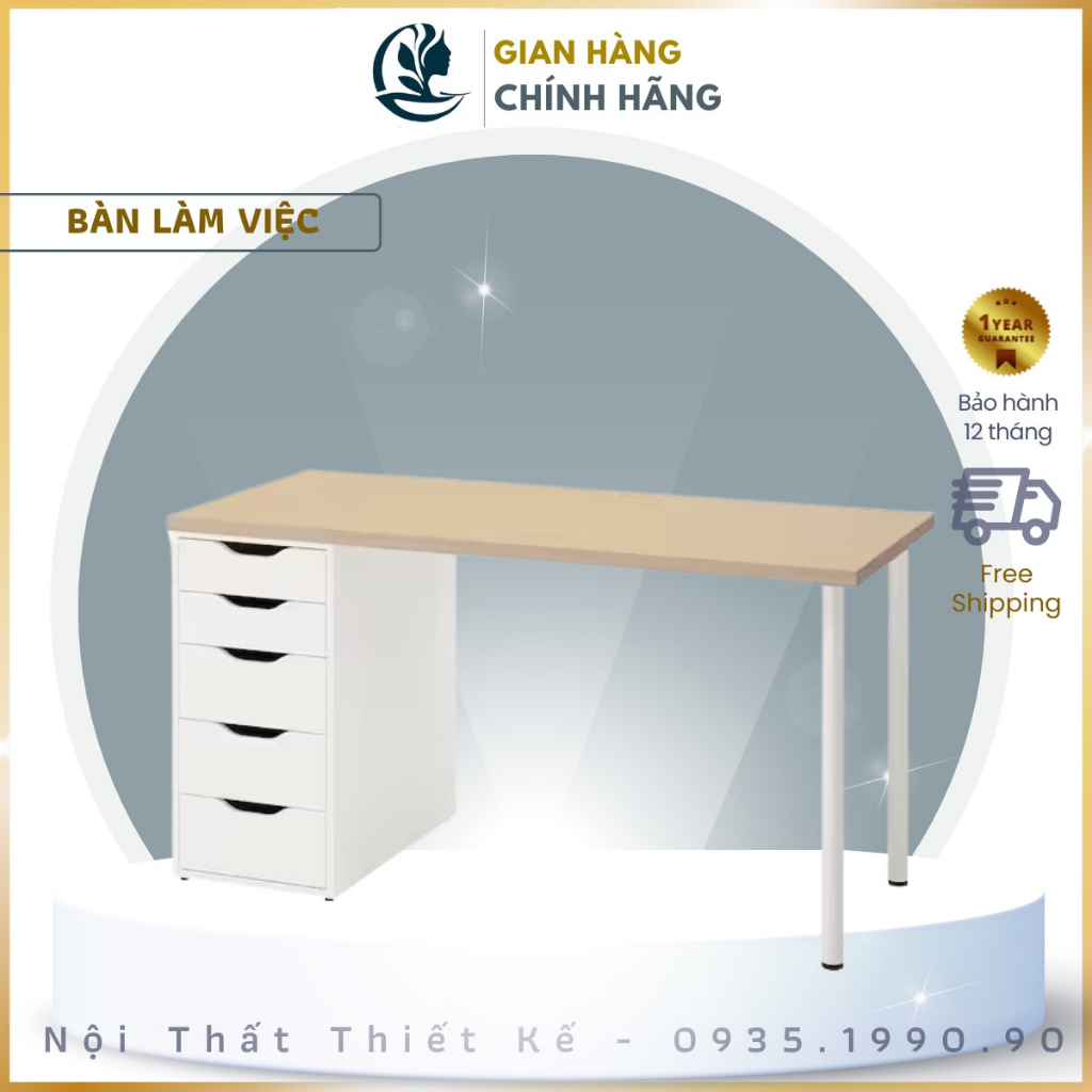 Bàn làm việc ikea Goodluck đã lắp ráp làm bàn làm việc gỗ để máy tính pc FreeshipHCM GLBI02