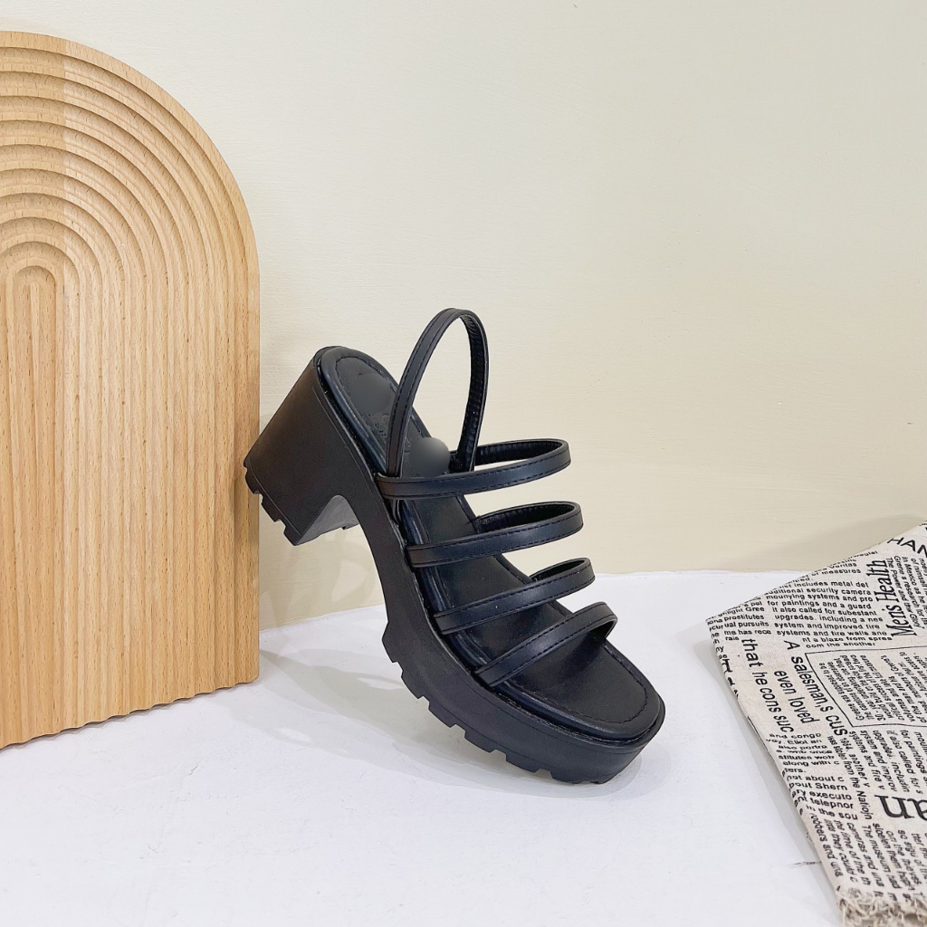 SANDAL ĐẾ XUỒNG DÂY HACHI SHOES C102 cao 7cm đế bánh mì