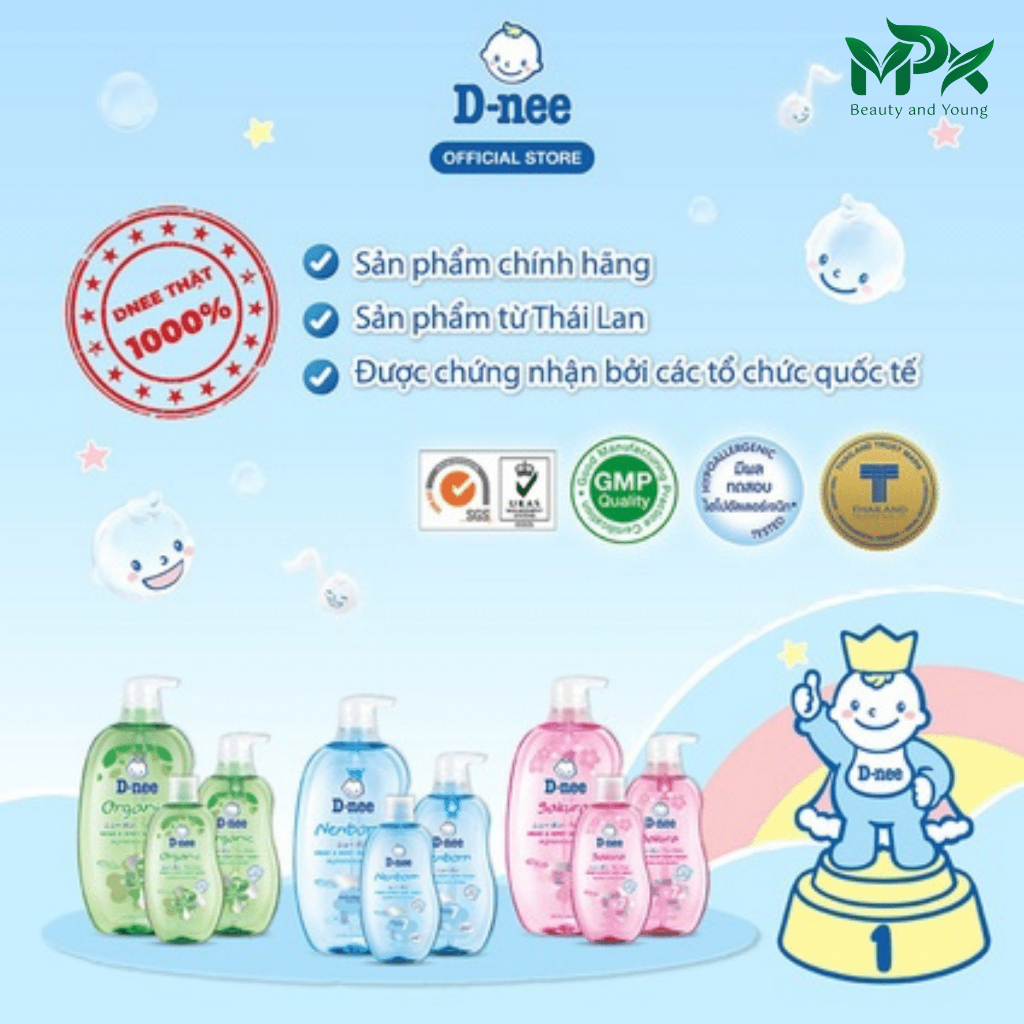 Sữa tắm gội toàn thân hữu cơ trẻ em D-nee Organic Thái Lan 380ml - Có thể dùng cho trẻ dưới 3 tuổi - MPX